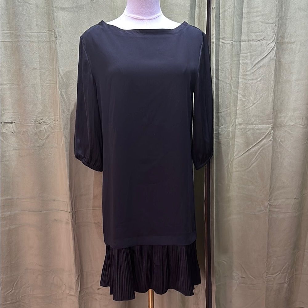 Sisley Black Ruffled Sheath Dress with Puff Sleeves, US4